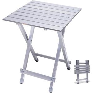 image:imageSUNNYFEEL Outdoor Folding Table  Lightweight Mesh Compact Camping Table Roll Up Top 2 People Portable Camp Tables with Carry Bag for PicnicCookingBeachTravelBBQSilver1set