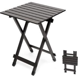image:imageSUNNYFEEL Outdoor Folding Table  Lightweight Mesh Compact Camping Table Roll Up Top 2 People Portable Camp Tables with Carry Bag for PicnicCookingBeachTravelBBQBrown1set