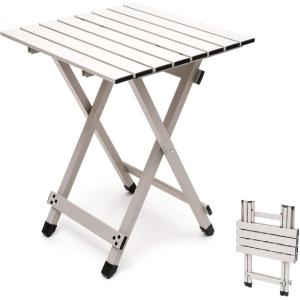 image:imageSUNNYFEEL Outdoor Folding Table  Lightweight Mesh Compact Camping Table Roll Up Top 2 People Portable Camp Tables with Carry Bag for PicnicCookingBeachTravelBBQGrey1set