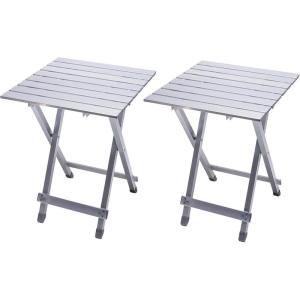 image:imageSUNNYFEEL Outdoor Folding Table  Lightweight Mesh Compact Camping Table Roll Up Top 2 People Portable Camp Tables with Carry Bag for PicnicCookingBeachTravelBBQSilver2set