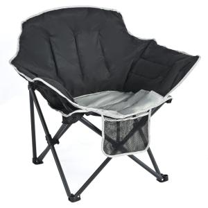 image:imageSUNNYFEEL Oversized Camping Chair Heavy Duty Folding Moon Chair Large Sofa Chair for Adults 500 LBS Portable Camp Lawn Chair with Storage Bag for Beach Trip Lawn Outdoor Camp for Adults amp Carry BagBlack Grey