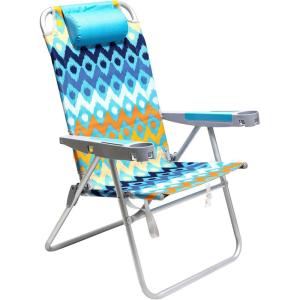 image:imageSUNNYFEEL Oversized Tall Folding Beach Chair Lightweight 17 Portable Sand Chair for Adults Heavy Duty 500 LBS with Cup Holders Foldable High Camping Lawn Chairs for CampOutdoorPicnicSportsBlue Wave