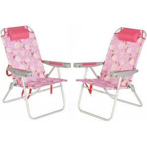 image:imageSUNNYFEEL Oversized Tall Folding Beach Chair Lightweight 17 Portable Sand Chair for Adults Heavy Duty 500 LBS with Cup Holders Foldable High Camping Lawn Chairs for CampOutdoorPicnicSportsPink Lemon2pack