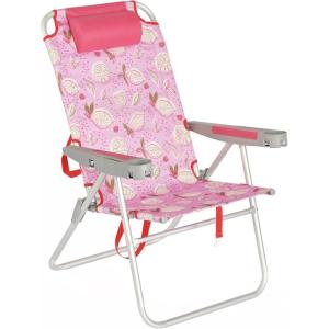 image:imageSUNNYFEEL Oversized Tall Folding Beach Chair Lightweight 17 Portable Sand Chair for Adults Heavy Duty 500 LBS with Cup Holders Foldable High Camping Lawn Chairs for CampOutdoorPicnicSportsPink Lemon