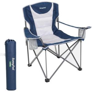 image:imageSUNNYFEEL XXL Oversized Camping Chair Heavy Duty 500 LBS for Big Tall People Above 64 Padded Portable Folding Sports Lawn Chairs with Armrest Cup Holder amp Pocket for OutdoorTravelPicnicCampBlue1pc
