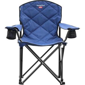 image:imageSUNNYFEEL XXL Oversized Camping Chair Heavy Duty 800 LBS for Big Tall People Padded Portable Folding Quad Lawn Chairs with Armrest Cup Holder amp Pocket for OutdoorTravelPicnicCampSportsBlue800lbs1pc