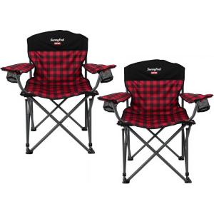 image:imageSUNNYFEEL XXL Oversized Camping Chair Heavy Duty 800 LBS for Big Tall People Padded Portable Folding Quad Lawn Chairs with Armrest Cup Holder amp Pocket for OutdoorTravelPicnicCampSportsBlack  Red800lbs2pc
