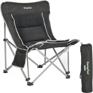 image:imageSunnyFeel Oversized XL Padded Camping Chair Outdoor Butterfly Chair Portable Folding Large Camp Lounge Chairs Padded Living Room Indoor Chairs Lawn Chairs for BeachTailgatingSport EventsPicnicBlacknew