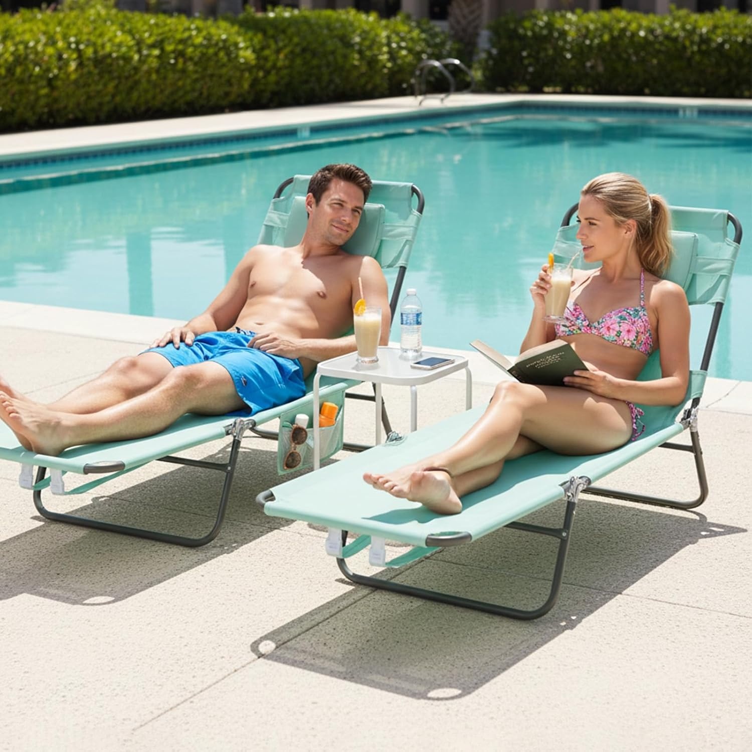 image:imageSunnyFeel Lounge Beach Chair for Adults with Face Hole Backpack Reclining Beach Chairs Lay Flat Sun Face Down Tanning Chair Portable Folding Camping Cot for Outside Pool Sunbathing ReadingTeal