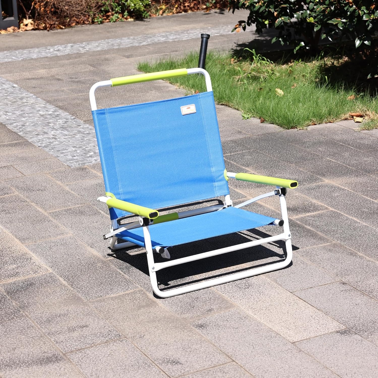 image:imageSunnyFeel Low Folding Beach Chair for Adults Lightweight Beach Chair Portable Camping Sand Chairs with Hard Armrest Supports 300lbs for Beach Lawn ConcertBlue2set