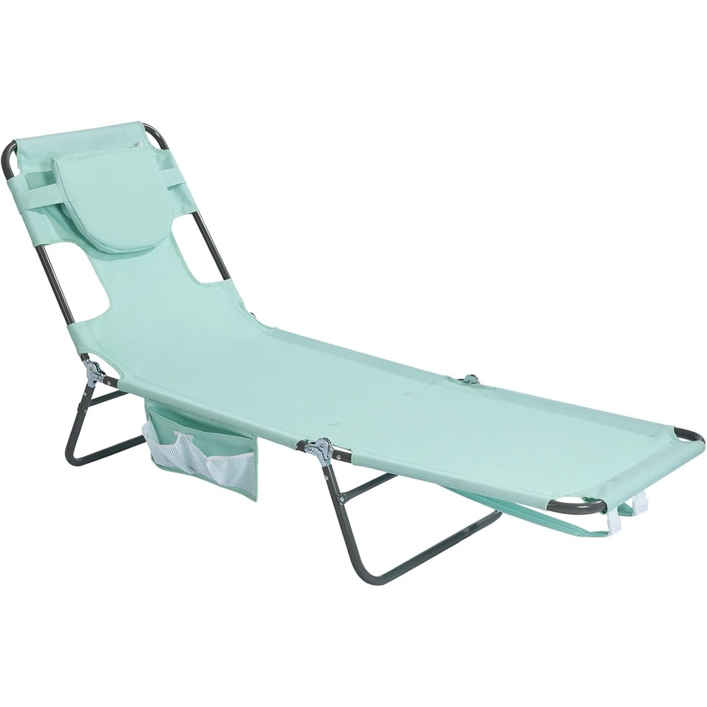image:imageSunnyFeel Lounge Beach Chair for Adults with Face Hole Backpack Reclining Beach Chairs Lay Flat Sun Face Down Tanning Chair Portable Folding Camping Cot for Outside Pool Sunbathing ReadingTeal