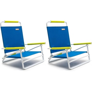 image:imageSunnyFeel Low Folding Beach Chair for Adults Lightweight Beach Chair Portable Camping Sand Chairs with Hard Armrest Supports 300lbs for Beach Lawn ConcertBlue2set